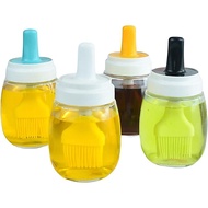 280ml Oil Dispenser with Brush, Glass Oil Bottle Cooking Oil Dispenser for Frying BBQ (Light Yellow,