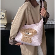 Nylon Cartoon Quilted Shoulder Sling Bag Large Capacity A4 Bag for Woman