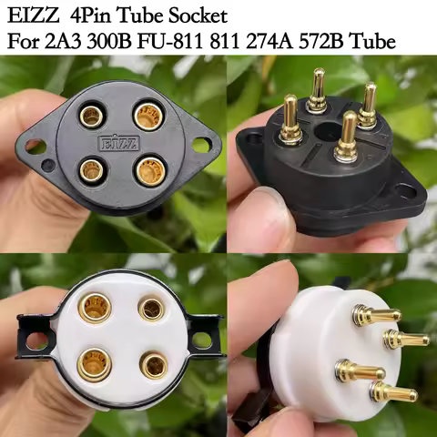 1PC EIZZ 4pin Tube Socket Base For 2A3 300B FU-811 811 274B 572A 45 50 5Z3 101D Electron Tube Gold P