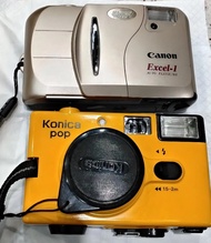 Canon Excel-I + Konica Pop 菲林相機，全正常！$350~$500/個