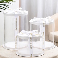 ROMANCE Round Transparent Cake Box Gift Box with Window Heightened Birthday Wedding (No Ribbon) Kota