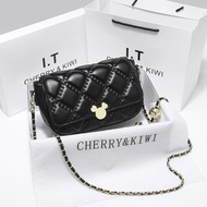 CHERRY&KIWI Lingge Messenger Bag Casual Shoulder Small Square Bag balck