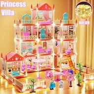 Play Miniature Dream Led Girls House Villa Castle Princess DIY Pretend Toys Kids