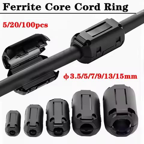 10Pcs High - Performance Ferrite Core Ring Choke 3.5/5/7/9/13/15mm Noise Suppressor for HDMI and Aud