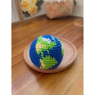 Globe crochet earth keychain