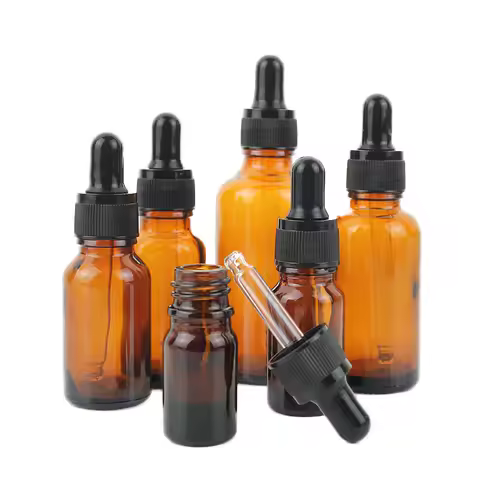 12pcs 10ml 20ml 30ml 50ml 100ml Amber Glass Dropper Bottle Liquid Cosmetic Pipette Bottle Essential