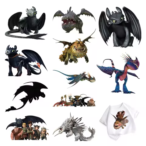 Popular movie How to Train Your Dragon Toothless iron on patches for clothes Thermo-stickers stripes