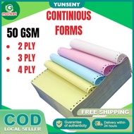 2ply, 3ply, 4ply Carbonless Continuous Computer Form 9.5X11inches | 9.5 x 5.5 inches Colored