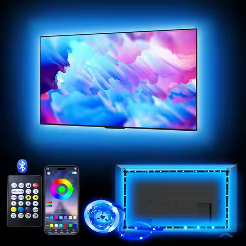 16.4ft TV LED Backlight for 45-75in RGB TV Backlight Behind Strip with Music Sync Bluetooth APP Cont