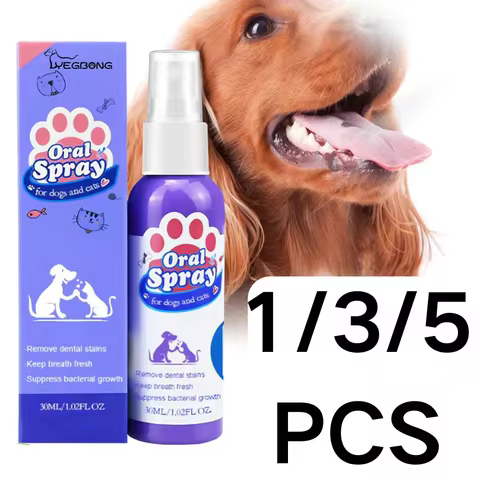Pet Spray Dog Oral Care Spray Dog Cat Teeth Calculus Stain Remover Bad Breath Treatment Pet Oral Car