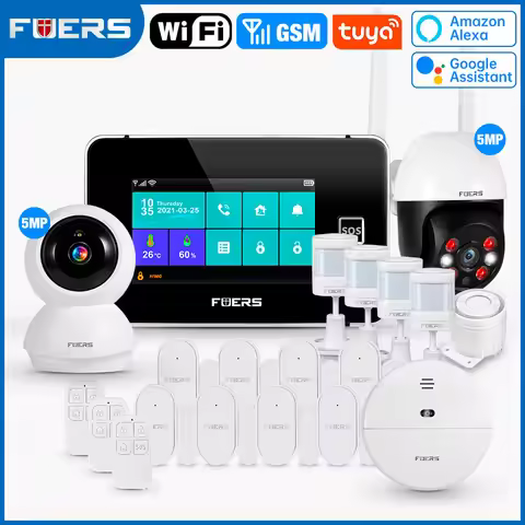 FUERS 4.3 Inch TFT Screen WiFi 4G Tuya Smart Home Security Alarm System G64B Temperature Humidity Di