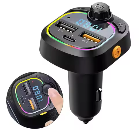 Car Bluetooth MP3 Player&FM Transmitter Bluetooth 5.0 Dual USB/USB-C Fast Charge 5V/2.4A 12V-24V For