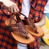100% Kulit Sapi Premium Sandal Jepit Pria Olahraga Sandal Outdoor Fashion Karet Lentur Santai Sepatu