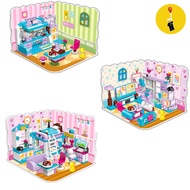 Lepin Friends Girls House Minifigures Bedroom 3In1 (Box Conditon as photo show dents)