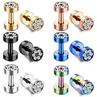6Pairs 00Gauges Ear Tunnel Expander Earrings Stainless Steel With Ziecon 0G Ear Plugs Earrings 2G Ea