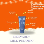 [ORIGINAL HQ] MERVABLY MILK PUDDING SCRUB MUKA UNTUK KASAR WHITEHEAD BLACKHEAD EXFOLIATOR NIACINAMID
