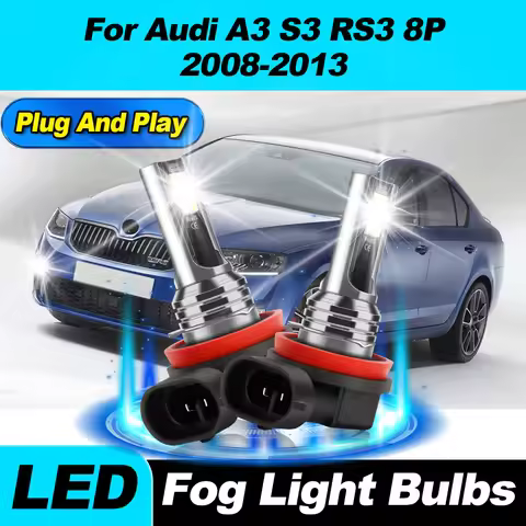 2X 60W High Power H8 H9 H11 LED Fog Light Bulb 6000K White Fog Lamp 12V For Audi A3 S3 RS3 8P 2008 2