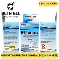 1 BOX NUTRIVET IVERMECTIN POWDER FOR ANIMALS (24 SACHETS)