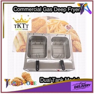 TU1002 -  Deep Fryer Fast Food Cooking Stove Mesin Goreng Serbaguna 12 Liters Stainless Steel Dual Commercial Gas