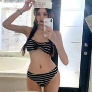 2025 ins Style Retro Striped Sexy Hot Girl Small Breast Sexy Bikini Bikini Split Swimsuit Women