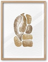 iHery Natural OAK Wood 5 Loaves of Bread and 2 Fish Framed Wall Art, 12x16 in Modern Sketch Christia