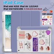 IPad case IPad 9 8 7 10.2 Mini 4 5 6 9.7 2017 / 2018 Air 5  Pro 10.9 Transparent Case Cover Back With Pencil Slot Holder Case Protective Magnet Auto Wake Cover Free DIY Sticker