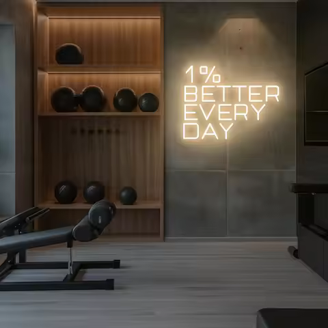 1% Better Every Day Neon Sign Gym LED Neon Light Motivational Home Gym Decor Workout Room Decor Fitn