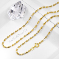 สร้อยคอเงินแท้ 92.5% ชุบ 2 กษัตริย์ ลาย Short Ball ตัดเพชร (WG+G)  ขนาด 2mm.