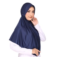 Elzatta Hijab Kerudung Jilbab Bergo Instan Polos Jumbo Bahan Spandek Zaria Sahara L