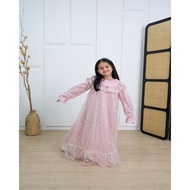 Princessa Flami Satin Pink Flower Muslim Dress G1298