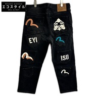 Evisu Black Multi-Pocket Multi-Paint Cropped Jeans, Size 30 [Used]