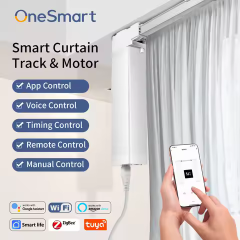 OneSmart Tuya Wifi Zigbee Electric Smart Automatic Window Curtains Motor Track Rail Rod System Suppo