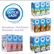 Dutch Lady UHT Milk Susu Chocolate/Full Cream/Strawberry/Low Fat/Kurma/Banana/Coffee/Cookies&amp;cream/Vanilla 6’s x 200ml