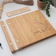 [Customized] Wedding Guest Book, Wedding Photo Album Gift Custom Bride & Groom Wooden Kraft Guest Bo