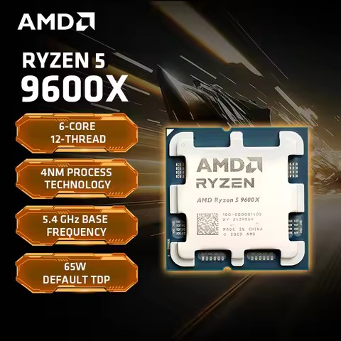 AMD Ryzen 5 9600X Processor 5.4GHz 6-Core 12-Thread 38MB Game Cache 4NM TDP 65W Socket AM5 Gaming