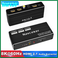 KUYJF Navceker 8K 60Hz HDMI Audio Extractor 4K 120Hz RGB 4:4:4 HDMI 2.1 Audio Splitter Converter 7.1 Dolby Atmos De-embed for PS5 XBox HETZF