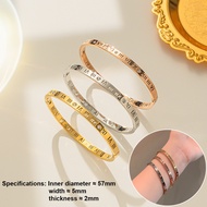 New Light Luxury Hollow Roman Numeric Letter Anti Fading Gold Bracelet Gold Rose Gold and Silver Tit