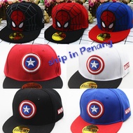Cap001 Kids Cap Kids Boy Cap 3-15year Cap Captain America Cap Spiderman Hat Kids Hat Topi Kanak-kana