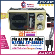 Đài Radio Cho Người Già Đài Radio Waxiba XB-895Rec Fm-Am-Sw Bluetooth Usb Thẻ Nhớ Pin Sạc Đèn Pin (T