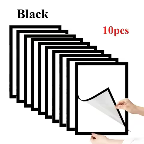 10pcs Rectangular Magnetic Photo Frame A4/A6 Gold Silver Black Self Adhesive No Punch Display Frame 