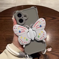New 3D Butterfly Holder Phone Case For Vivo Y21 Y21S Y21A Y21T Y21E Y21G Y17 Y15 Y13 Y12 Y11 Y3 Y3S 