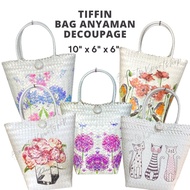 Tiffin Bag Anyaman Decoupage Sarawak / Tiffin Beg / Bakul Anyaman PVC Handmade Wanita Penan Sarawak