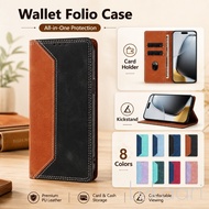 Retro Colorblock Wallet Case For OPPO  K13 Turbo K12S K12X K10 A3 Pro Reno 7 7Z 6 5 4 Lite A77 A97 A