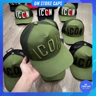 DSQUARED2 Men's and Women's Fashion Button Buckle Baseball Cap, cool Dsquared2 khaki mesh hat D489