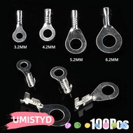 UMISTYDREAMUM9U 100Pcs DJ431 Terminal Block, Tinning Ring Eyes Ring Lugs, M3/M4/M5/M6/M8 Brass Crimp