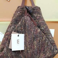 韓國包包品牌ensoen低調奢華亮片毛料+ 牛皮背帶/後背包【C】