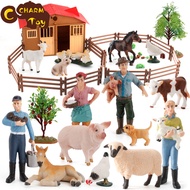 【Ready Stock】Simulation Poultry Animal Model Set Diy Farm Animal Action Figures Plant Scene Fence Model Toys For Birthday Gifts