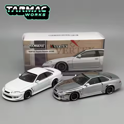 TW 1:64 Tarmac Works VERTEX Toyota Soarer JZZ30 White Chase Alloy Car Model