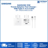 SAMSUNG 15W Travel Adapter - USB Type C to A Cable | EP-TA20UWECGGB | Wall Charger | Input Voltage 1