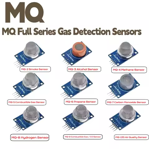 MQ-2 MQ-3 MQ-4 MQ-5 MQ-6 MQ-7 MQ-8 MQ-9 MQ-135 MQ139 MQ138 Detection Smoke methane liquefied Gas Sen